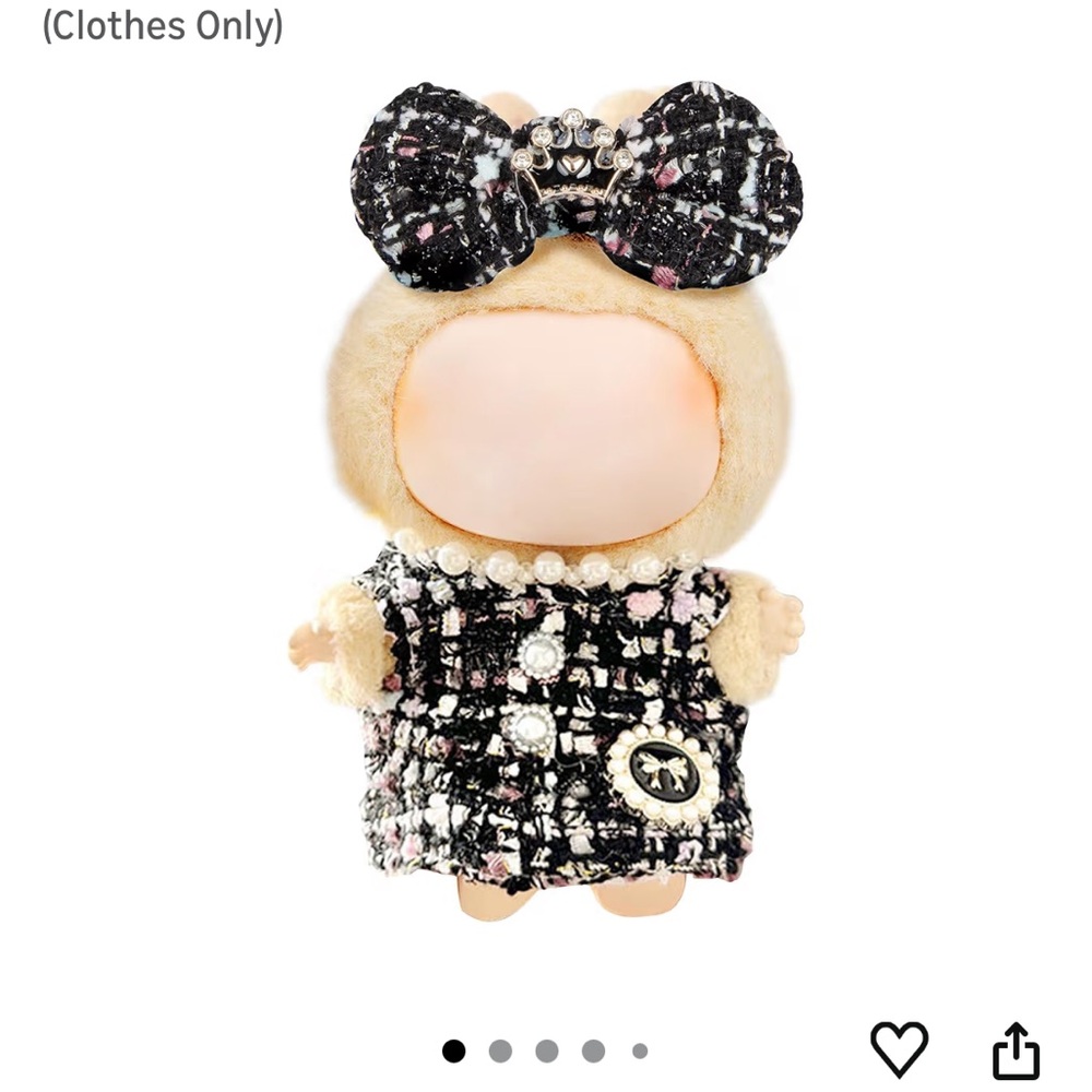 Labubu cloths Black and White Tweed outfit